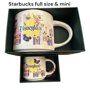 Starbucks Disneyland Mug Duo full size & mini Purple and Purple Pink NWT